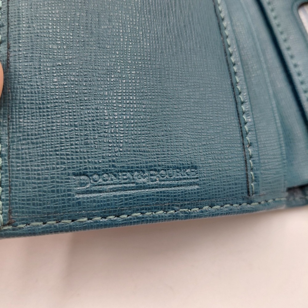 Vtg 90s Duck Dooney and Bourke Leather Green Wallet Credit Card Flap Striped Int - Picture 9 of 9